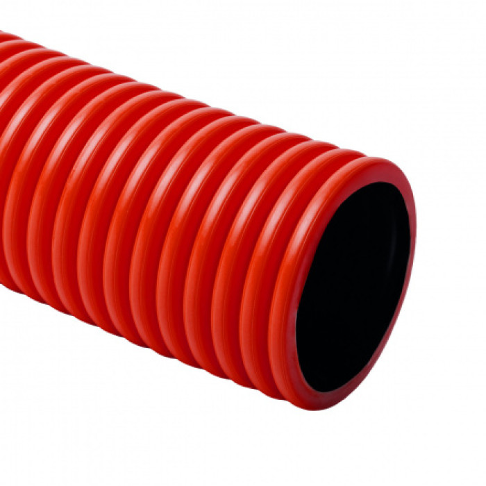 Гнучка двостінна гофрована труба KOPOFLEX d160x12мм HDPE, протяжка, червоний колір