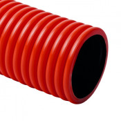 Жорстка самозатухаюча двостінна гофрована труба KOPODUR d90x7, 5мм HDPE, протяжка, колір червоний