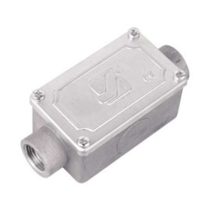 Коробка протяжная алюминиевая, 2 вводы 180 °, М20x1,5, IP55, 118х51х42мм, ДКС