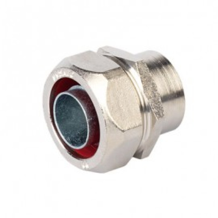 Муфта металлорукав-коробка DN 15, М16x1,5, внутр. резьба, никелевых. латунь, ДКС