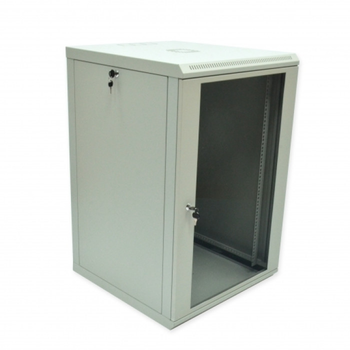Шафа 18U, 600х600х907мм (Ш * Г * В), економ, акрилове скло, сірий.