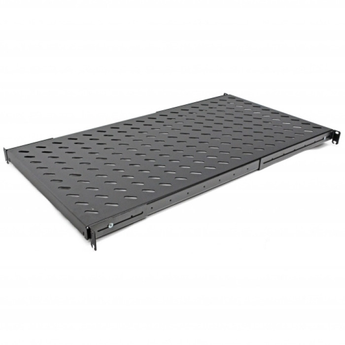 Полиця 19" 4 точки кріп. , 950мм глиб. , перфорована , сталь , 2мм , чорна .