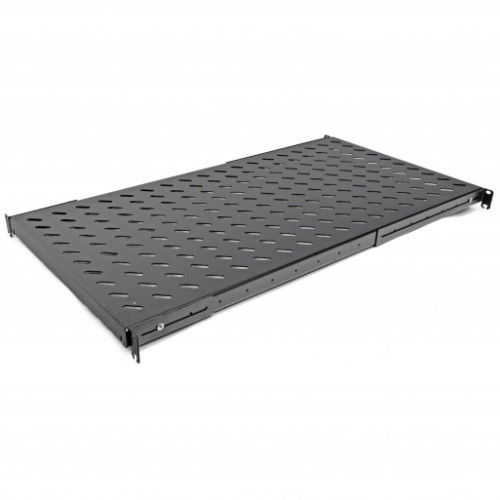 Полиця 19" 4 точки кріп. , 850мм глиб. , перфорована , сталь , 2мм , чорна .