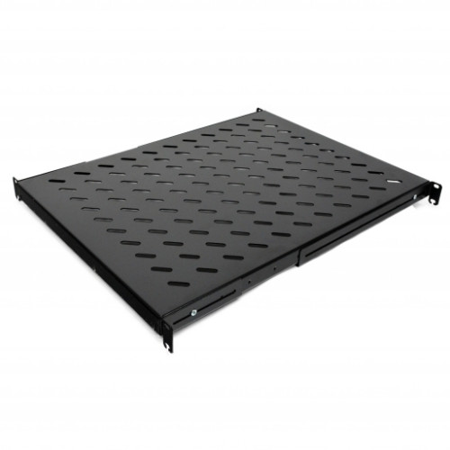 Полиця 19" 4 точки кріп. , 650мм глиб. , перфорована , сталь , 2мм , чорна .