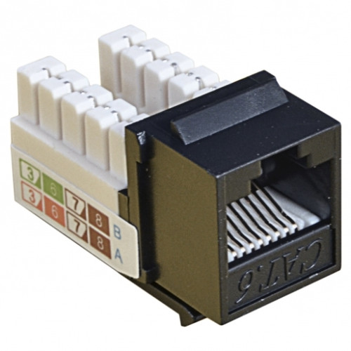 Модуль KeyStone RJ45 UTP,кат.6, 110, Slim, W-16,6мм,черный.