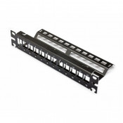 Патч панель 10 ", 1U, на 12 модулей KeyStone (slim), с задним организатором и заземлением