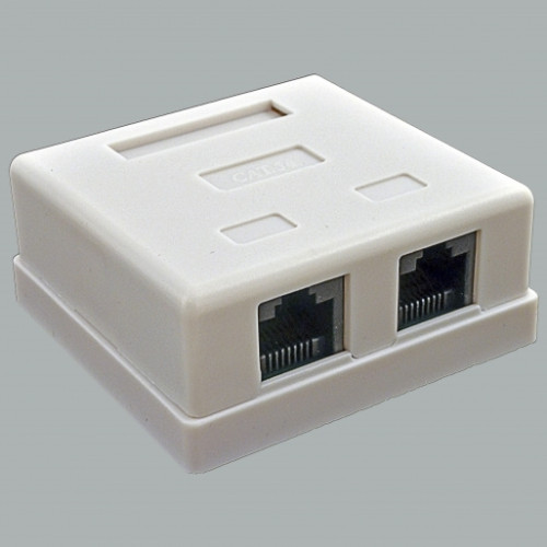 Розетка 2хRJ45 UTP, біла, Kingda