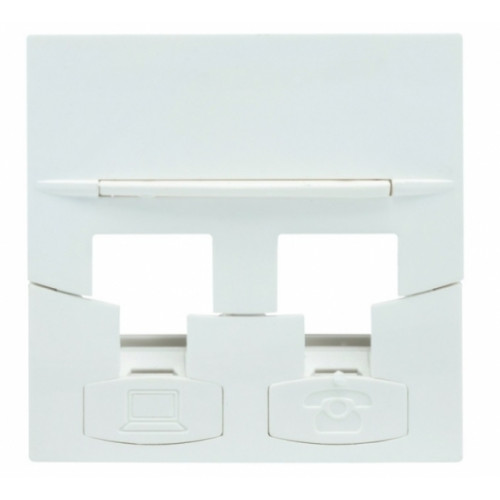 Лицьова панель для 2-х модулів RJ45, 45x45 мм, біла