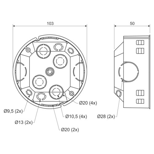 Коробка з кришкою ko 97 v/1 hf
