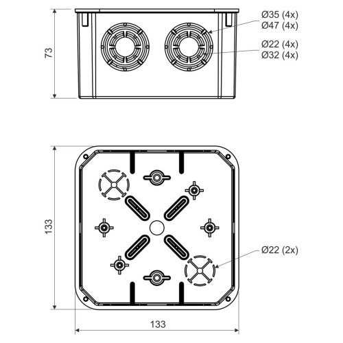 Коробка з кришкою ko 125 v