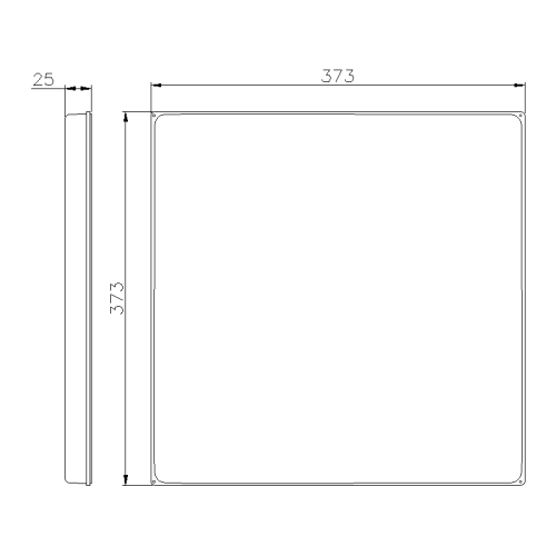 ГЛУХА КРИШКА ALUPRES, НИЗЬКА, ВИСОТА 25 ММ ДЛЯ КОРОБКИ 373X373 ММ IP55