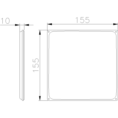 ALUCASE LOW BLIND COVER HEIGHT 10MM FOR BOX 155X155MM IP55