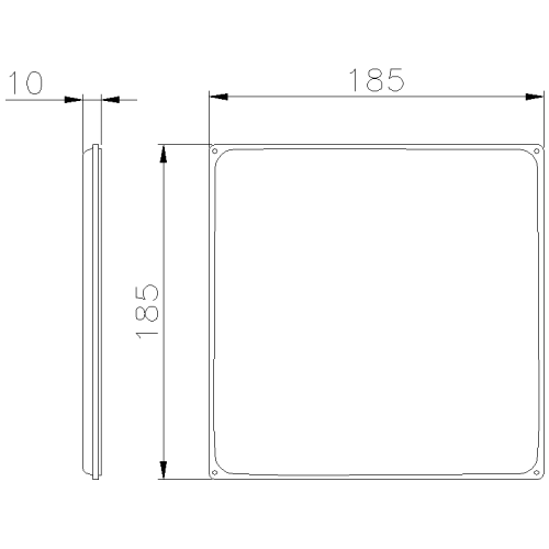 НИЗЬКА ГЛУХА КРИШКА ALUCASE ВИСОТА 10ММ ДЛЯ КОРОБКИ 185X185ММ IP55