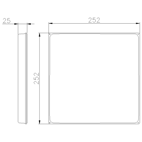 ГЛУХА КРИШКА ALUPRES, НИЗЬКА, ВИСОТА 25 ММ ДЛЯ КОРОБКИ 252X 252 ММ IP55