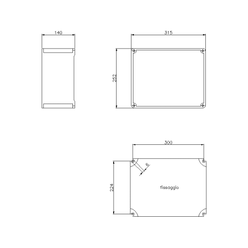 ALUCASE BOX IN MARINE GRADE ALUMINIUM 252X315X140 WITH WINDOWS F5/F5/F5/F5 IP66
