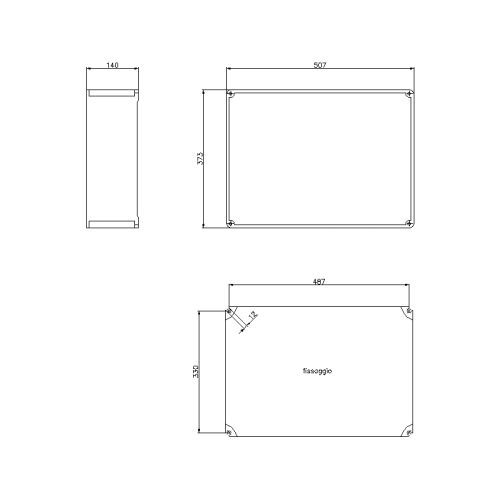 ALUCASE BOX IN MARINE GRADE ALUMINIUM 373X507X140 WITH WINDOWS F6/F6/F6/F6 IP66
