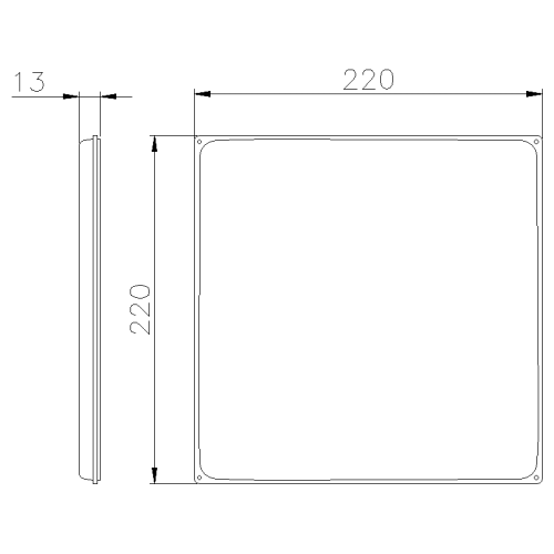 ALUPRES BLIND COVER, LOW, HEIGHT 13MM FOR BOX 220X220MM IP55