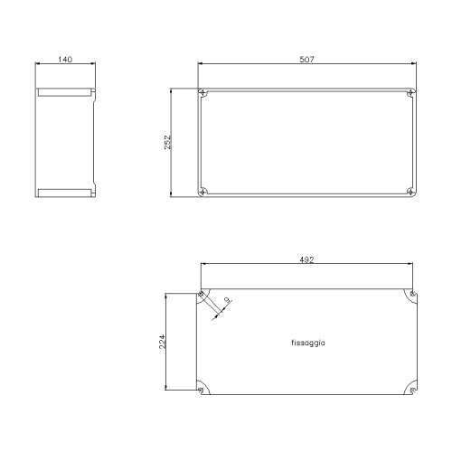 ALUPRES JUNCTION BOX IN ALUMINIUM ALLOY 252X507X140 WITH WINDOWS -/F5/-/F5 - IP55
