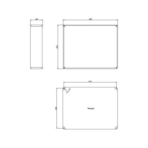 ALUCASE BOX IN MARINE GRADE ALUMINIUM 507X630X140 WITH WINDOWS F6/F6/F6/F6 IP66