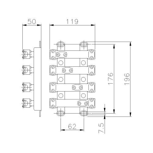 КОНТАКТНІ ПЛОСКІ КЛЕМИ 4X125 ММ²
