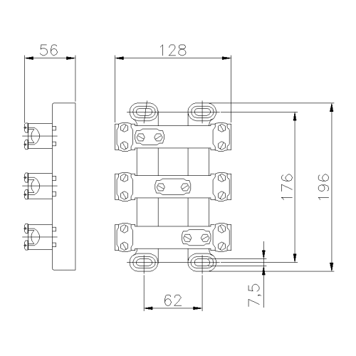 КОНТАКТНІ ПЛОСКІ КЛЕМИ 3X125 ММ²