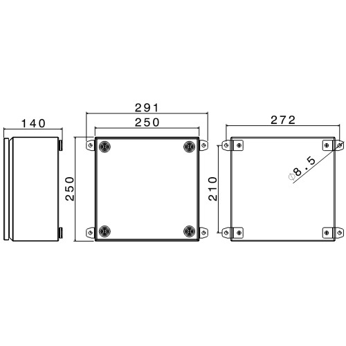 РОЗГАЛУЖУВАЛЬНА КОРОБКА ЗІ СТАЛІ 250X250X130