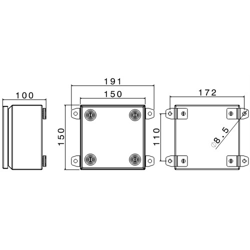 РОЗПОДІЛЬНА КОРОБКА ТОПКИ ЗІ СТАЛІ 150X150X90