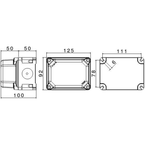 TAIS JUNCTION BOX IN THERMOSETTING (GRP) 125X92 WITH HIGH COVER IP67