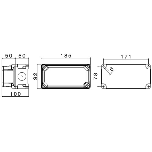 TAIS JUNCTION BOX IN THERMOSETTING (GRP) 185X92 WITH HIGH COVER IP67