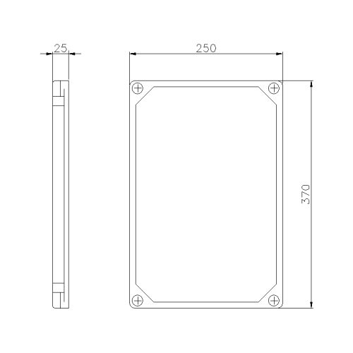 TAIS BLIND COVER IN THERMOSETTING (GRP), LOW, 25 FOR BOX 250X370X115 IP67
