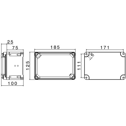 КОРПУС TAISBOX З ТЕРМОРЕАКТИВНОГО GRP 185X125X100 IP66/IP68