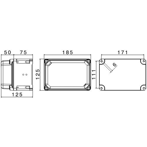 КОРПУС TAISBOX З ТЕРМОРЕАКТИВНОГО GRP 185X125X125 IP66/IP68