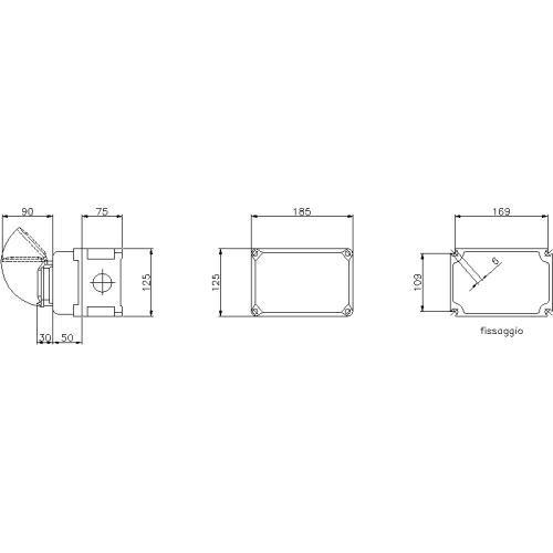 TAISBOX ENCLOSURE WITH TRANSPARENT WINDOW 185X125X125 6,5 MODULES IP67