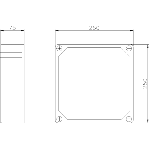 TAIS BLIND COVER IN THERMOSETTING (GRP), HIGH, HEIGHT 75 FOR BOX 250X250X115 IP67