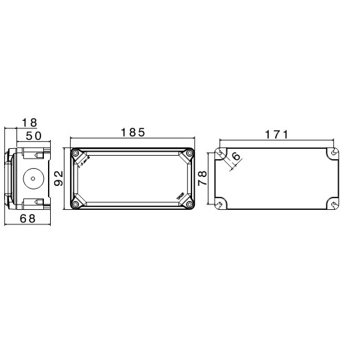 TAIS JUNCTION BOX IN THERMOSETTING (GRP) 185X92 WITH LOW COVER IP67