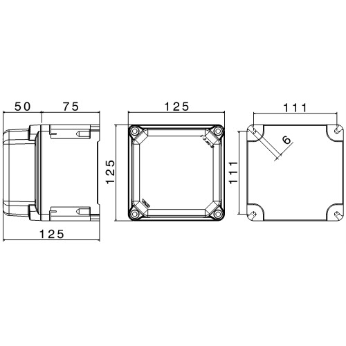 КОРПУС TAISBOX З ТЕРМОРЕАКТИВНОГО GRP 125X125X125 IP66/IP68