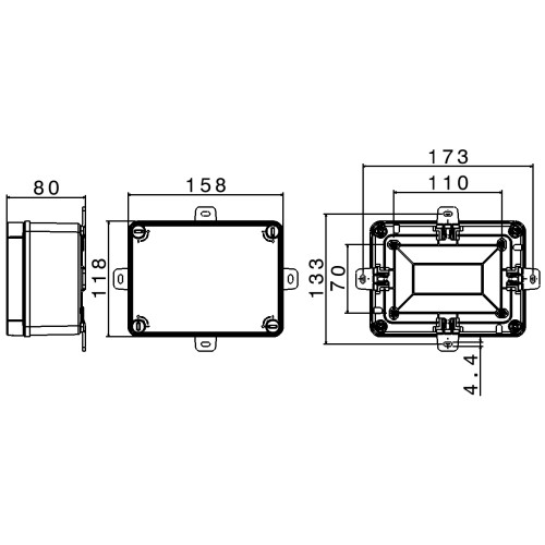TERBOX JUNCTION BOX IN THERMOPLASTIC 150x110x70 IP56