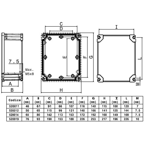 UNIBOX НЕОБРОБЛЕНИЙ КОРПУС ТИПУ UNI B19 З АЛЮМІНІЄВОГО СПЛАВУ 217X253X93 IP66/IP67 - НЕ ПОФАРБОВАНИЙ