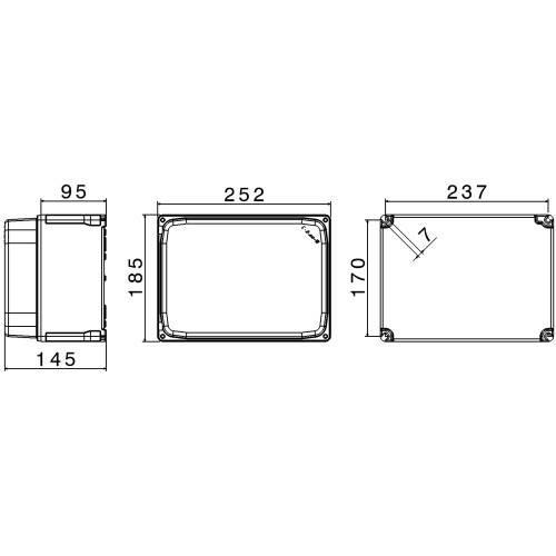 КОРПУС ALUPRES-EX З АЛЮМІНІЄВОГО СПЛАВУ 252X185X145 2D 2G