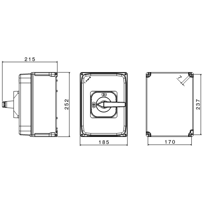 CAM-ALUPRES ISOLATOR SWITCH IN MARINE GRADE ALUMINIUM FOR WALL MOUNTING 3X100A