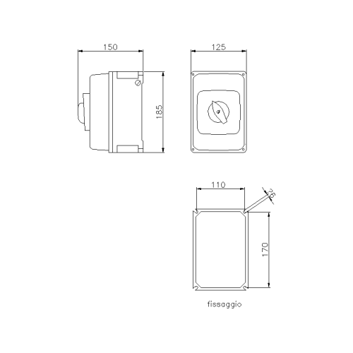 CAM-ALUPRES SELECTOR SWITCH IN MARINE GRADE ALUMINIUM FOR WALL MOUNTING 3X40A