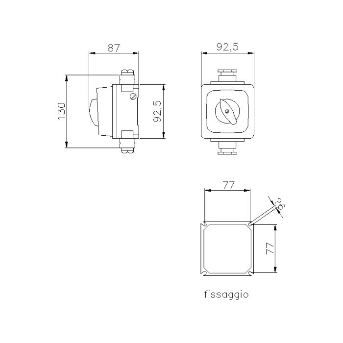 CAM-ALUPRES TWO-WAY SWITCH IN MARINE GRADE ALUMINIUM FOR WALL MOUNTING 1X16A