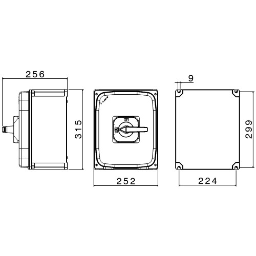 CAM-ALUPRES ISOLATOR SWITCH IN MARINE GRADE ALUMINIUM FOR WALL MOUNTING 3X125A