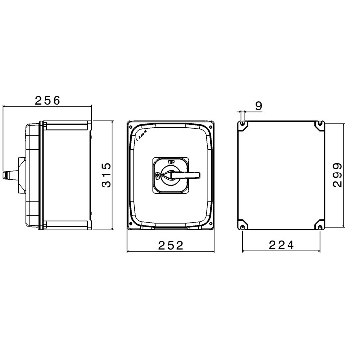 CAM-ALUPRES ISOLATOR SWITCH IN MARINE GRADE ALUMINIUM FOR WALL MOUNTING 3X125A