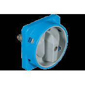 CAM GREY LOCKABLE HANDLE WITH DOORLOCK FOR CABINETS WITH BLUE THERMOPLASTIC FLANGE FOR SWITCHES/SELECTOR SWITCHES 16/25A