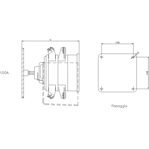CAM SWITCH WITH DOORLOCK WITH CAP 4X100A LAYOUT 3 FOR CABINETS