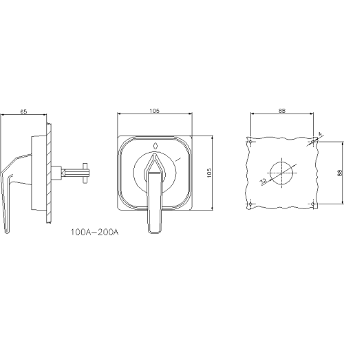 CAM GREY LOCKABLE HANDLE WITH DOORLOCK FOR CABINETS FOR SELECTOR SWITCHES 100/200A