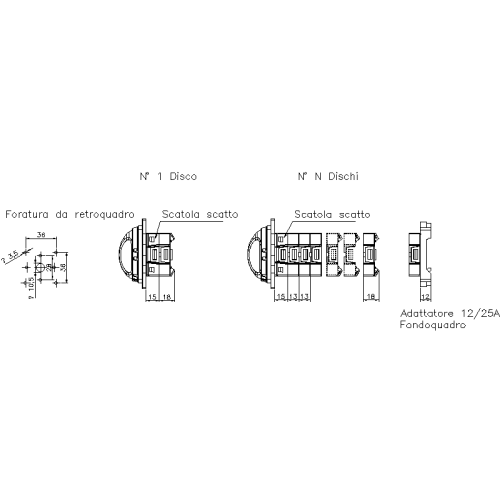 CAM-ST ЗАДНЯ ПАНЕЛЬ ДВОСТОРОННІЙ ВИМИКАЧ ЧОРНИЙ/СІРИЙ 2P 20A 48X48