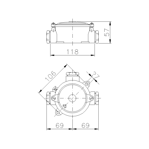 RONDO ENCLOSURE IN ALUMINIUM ALLOY DIA 82MM CABLE GLAND 4XM25 IP54