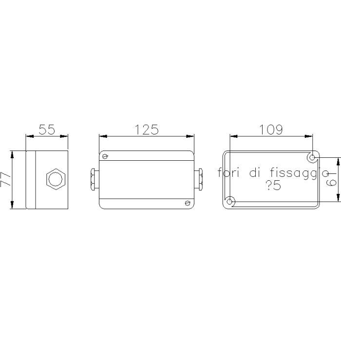 TAIS MIGNON ENCLOSURE IN THERMOSETTING GRP 125 X 77 X 55MM INLETS 2XM25